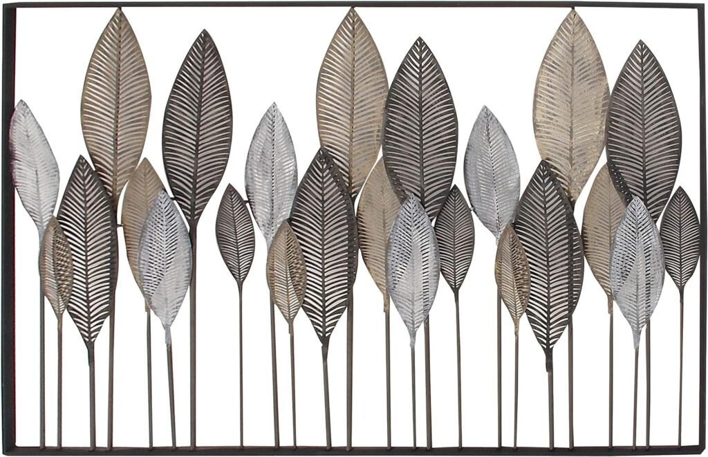 Deco 79 Metal Leaf Tall Cut-Out Wall Decor with Intricate Laser Cut Designs, 59 x 1 x 37/ 59 x 37, Bronze
