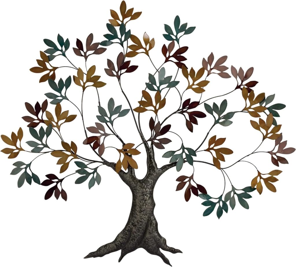 Deco 79 Metal Tree Wall Decor with Leaf Detail, 47 x 2 x 42, Multi Colored Deco 79 Metal Tree Wall Decor with Leaf Detail, 47 x 2 x 42, Multi Colored