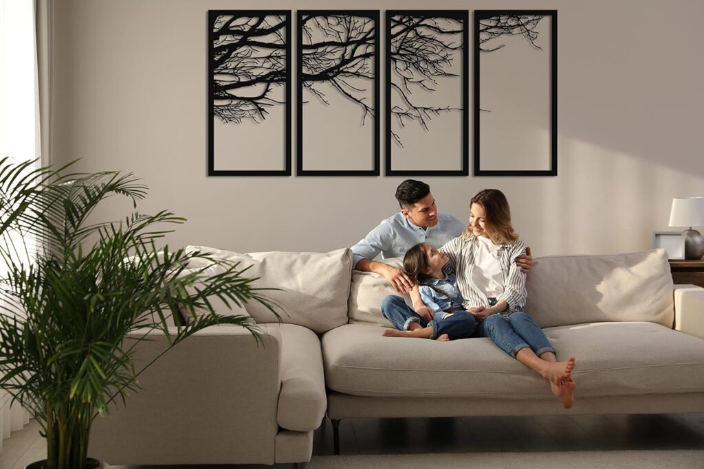 DEKADRON Metal Wall Art, Tree of Life 4 Pieces, Metal Tree Wall Art, Tree Sign, Metal Wall Decor, Interior Decoration, Housewarming Gift, 4 Panels Wall Hangings (47 W x 24 H / 120x60 cm) DEKADRON Metal Wall Art, Tree of Life 4 Pieces, Metal Tree Wall Art, Tree Sign, Metal Wall Decor, Interior Decoration, Housewarming Gift, 4 Panels Wall Hangings (47 W x 24 H / 120x60 cm)
