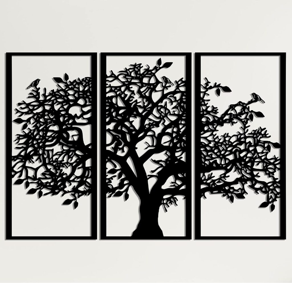 3 Panels Family Tree Metal Wall Decor, Tree of Life Metal Wall Art, Home Bedroom Living Room Decor, 3 Panels Family Tree Metal Wall Art, Modern Decoration (Black, 43W x 30H / 110 x 75 cm) 3 Panels Family Tree Metal Wall Decor, Tree of Life Metal Wall Art, Home Bedroom Living Room Decor, 3 Panels Family Tree Metal Wall Art, Modern Decoration (Black, 43W x 30H / 110 x 75 cm)