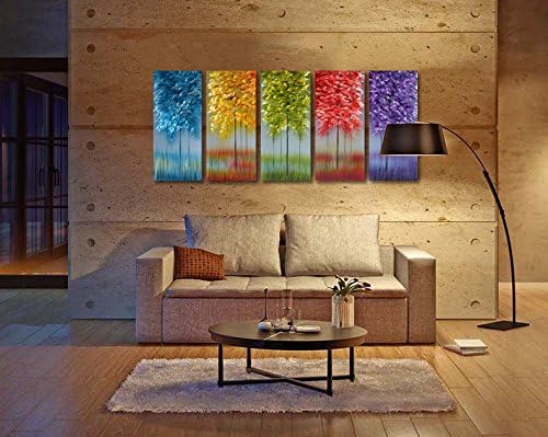 Handmade Metal Wall Art with Bog Life Multi-Colored Tree, 3D Abstract Design Artwork for Modern and Contemporary Decor, Indoor Outdoor Wall Decorations, 5-Panels Metal Art Measure 24x 64 Handmade Metal Wall Art with Bog Life Multi-Colored Tree, 3D Abstract Design Artwork for Modern and Contemporary Decor, Indoor Outdoor Wall Decorations, 5-Panels Metal Art Measure 24x 64