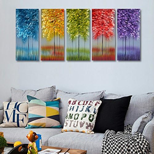 Handmade Metal Wall Art with Bog Life Multi-Colored Tree, 3D Abstract Design Artwork for Modern and Contemporary Decor, Indoor Outdoor Wall Decorations, 5-Panels Metal Art Measure 24x 64 Handmade Metal Wall Art with Bog Life Multi-Colored Tree, 3D Abstract Design Artwork for Modern and Contemporary Decor, Indoor Outdoor Wall Decorations, 5-Panels Metal Art Measure 24x 64