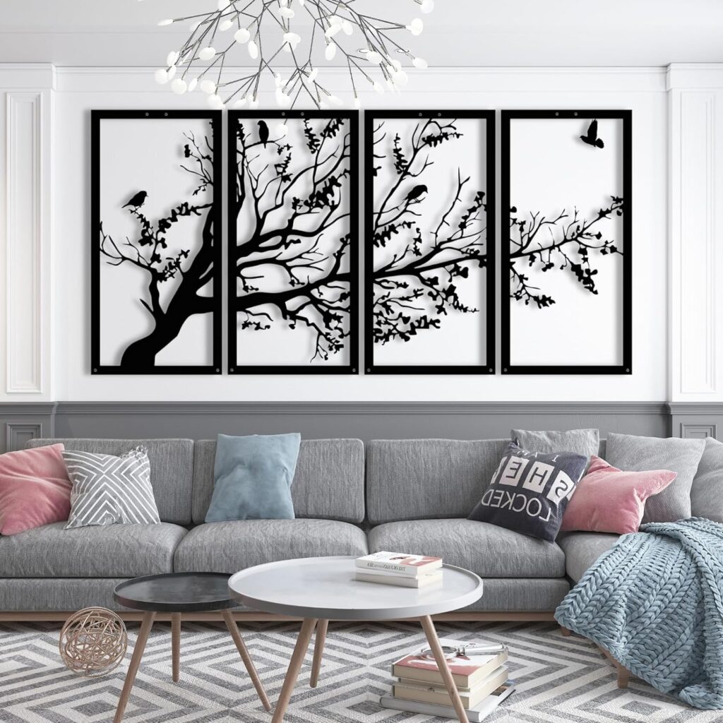 Metal Wall Decor, Tree of Life Wall Art, 4 Panels Metal Tree Wall Art, Tree Sign, Metal Wall Decor, Metal Wall Decor, Home Wall Hangings, Family Tree Wall Decor, Tree of Life Decor (79W x 39H / 200x100 cm, black) Metal Wall Decor, Tree of Life Wall Art, 4 Panels Metal Tree Wall Art, Tree Sign, Metal Wall Decor, Metal Wall Decor, Home Wall Hangings, Family Tree Wall Decor, Tree of Life Decor (79W x 39H / 200x100 cm, black)