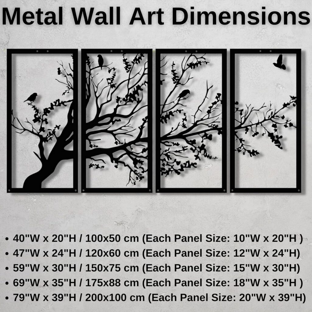 Metal Wall Decor, Tree of Life Wall Art, 4 Panels Metal Tree Wall Art, Tree Sign, Metal Wall Decor, Metal Wall Decor, Home Wall Hangings, Family Tree Wall Decor, Tree of Life Decor (79W x 39H / 200x100 cm, black) Metal Wall Decor, Tree of Life Wall Art, 4 Panels Metal Tree Wall Art, Tree Sign, Metal Wall Decor, Metal Wall Decor, Home Wall Hangings, Family Tree Wall Decor, Tree of Life Decor (79W x 39H / 200x100 cm, black)