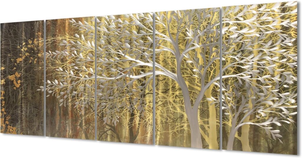RICHSPACE ARTS Gold Metal Tree Wall Decor Large Modern Nature Landscape Paintings Wall Art 3d Metallic Sculpture Contemporary Artwork with Metal Texture for Living Room Dining Room RICHSPACE ARTS Gold Metal Tree Wall Decor Large Modern Nature Landscape Paintings Wall Art 3d Metallic Sculpture Contemporary Artwork with Metal Texture for Living Room Dining Room