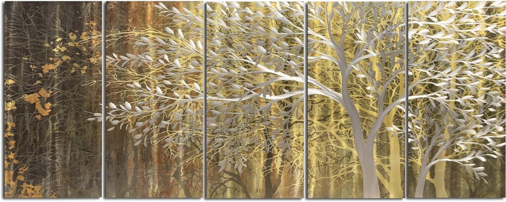 RICHSPACE ARTS Gold Metal Tree Wall Decor Large Modern Nature Landscape Paintings Wall Art 3d Metallic Sculpture Contemporary Artwork with Metal Texture for Living Room Dining Room RICHSPACE ARTS Gold Metal Tree Wall Decor Large Modern Nature Landscape Paintings Wall Art 3d Metallic Sculpture Contemporary Artwork with Metal Texture for Living Room Dining Room