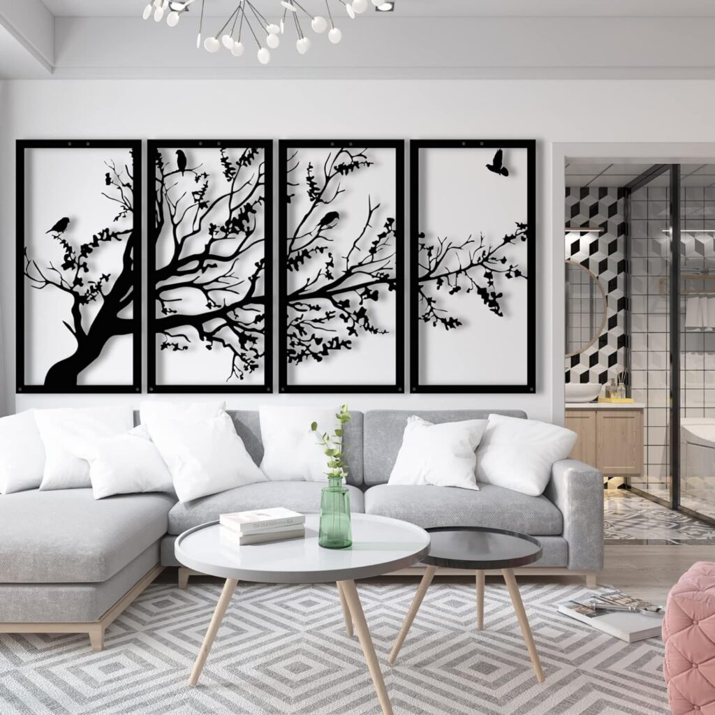 Metal Tree Wall Art, Tree Sign, Metal Wall Decor, Tree of Life 4 Panels, Metal Wall Hangings, Home Decor, Metal Wall Decor (79 W x 39 H / 200x100 cm) Metal Tree Wall Art, Tree Sign, Metal Wall Decor, Tree of Life 4 Panels, Metal Wall Hangings, Home Decor, Metal Wall Decor (79 W x 39 H / 200x100 cm)
