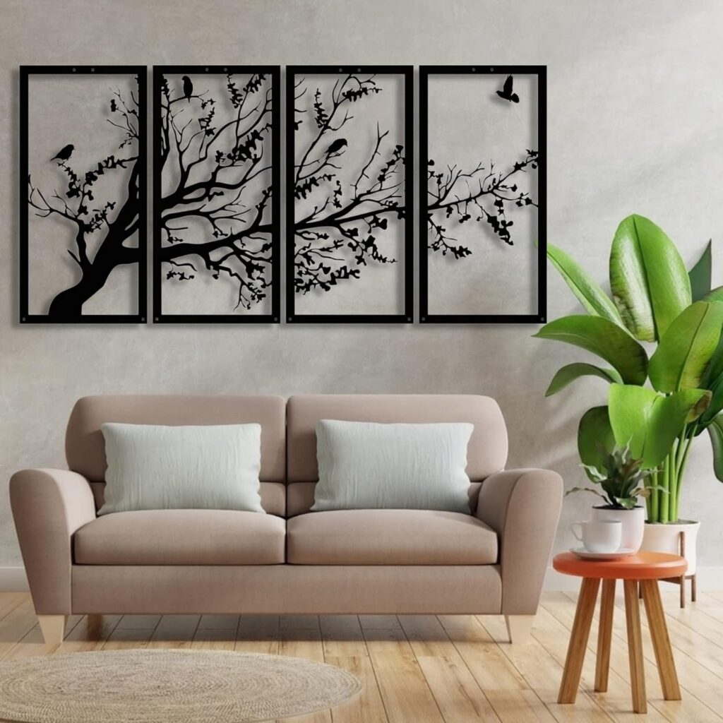 Metal Tree Wall Art, Tree Sign, Metal Wall Decor, Tree of Life 4 Panels, Metal Wall Hangings, Home Decor, Metal Wall Decor (79 W x 39 H / 200x100 cm) Metal Tree Wall Art, Tree Sign, Metal Wall Decor, Tree of Life 4 Panels, Metal Wall Hangings, Home Decor, Metal Wall Decor (79 W x 39 H / 200x100 cm)