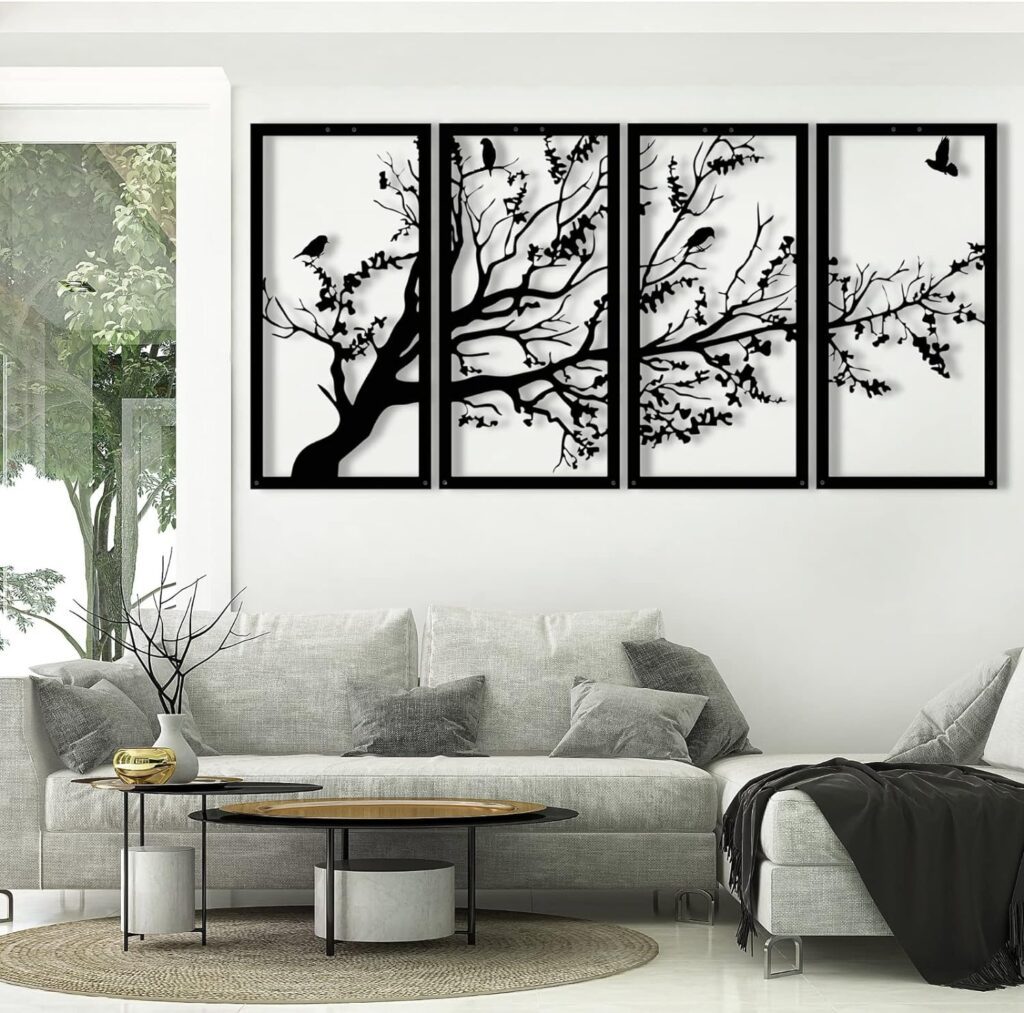 Metal Tree Wall Art, Tree Sign, Metal Wall Decor, Tree of Life 4 Panels, Metal Wall Hangings, Home Decor, Metal Wall Decor (79 W x 39 H / 200x100 cm) Metal Tree Wall Art, Tree Sign, Metal Wall Decor, Tree of Life 4 Panels, Metal Wall Hangings, Home Decor, Metal Wall Decor (79 W x 39 H / 200x100 cm)